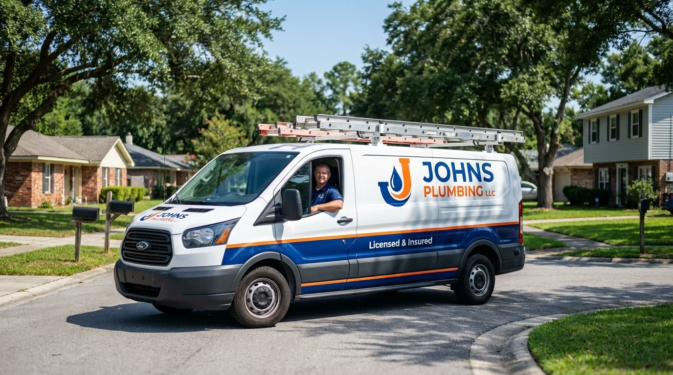 Johns Plumbing LLC service van in Willits, CA