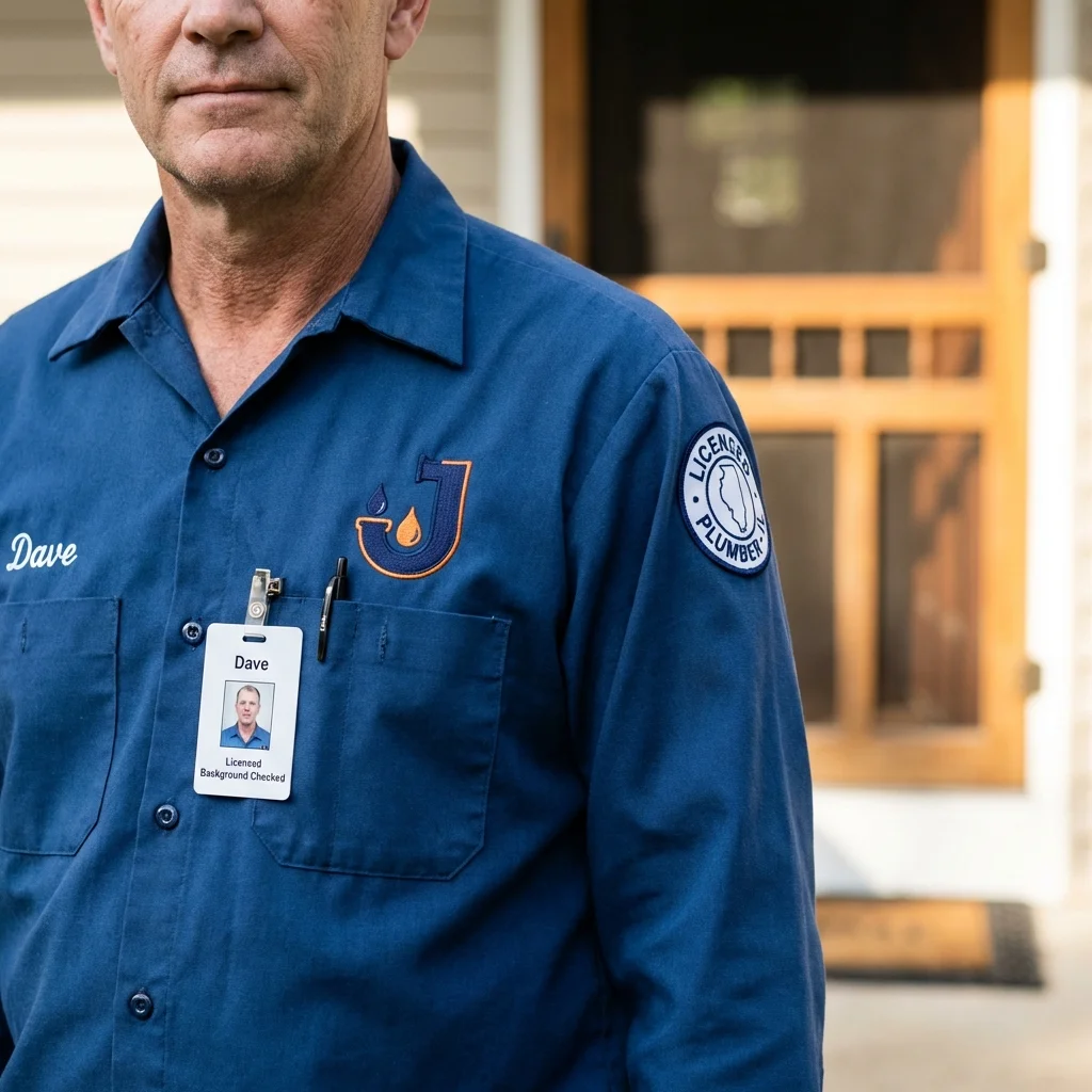 Licensed plumber showing ID badge in Willits, CA