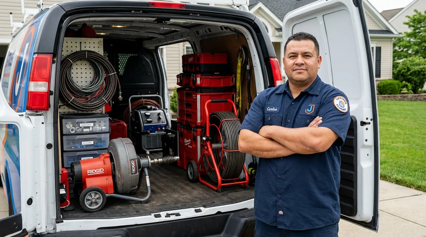 Professional drain cleaning equipment and Johns Plumbing LLC plumber in Willits