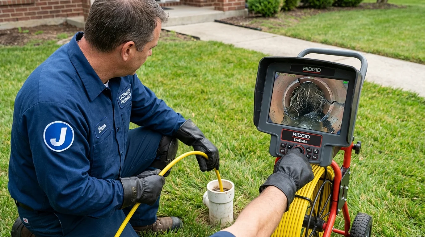 Sewer camera inspection being performed by Johns Plumbing LLC in Willits