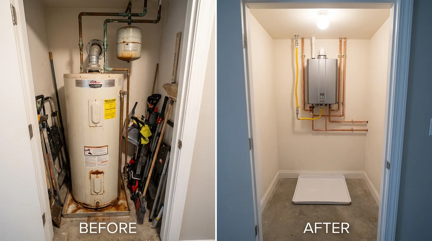 Tank water heater versus wall-mounted tankless unit comparison for Willits, CA homeowners